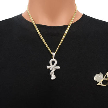 14k Yellow Gold Diamond Snake Ankh 3 Ctw